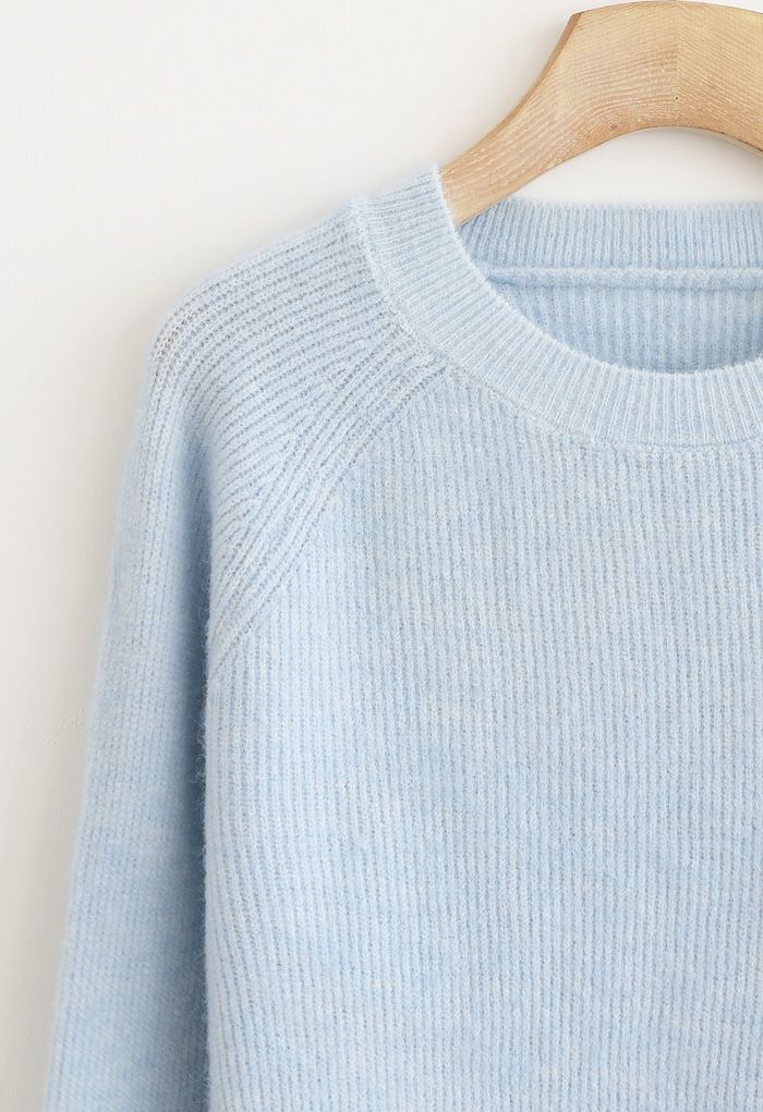 Basic Soft Touch Oversized Knit Sweater in Blue - Retro, Indie and ...