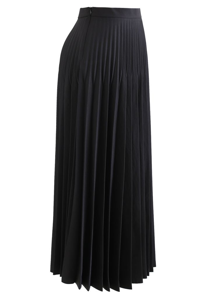 High-Waisted Full Pleated Maxi Skirt in 