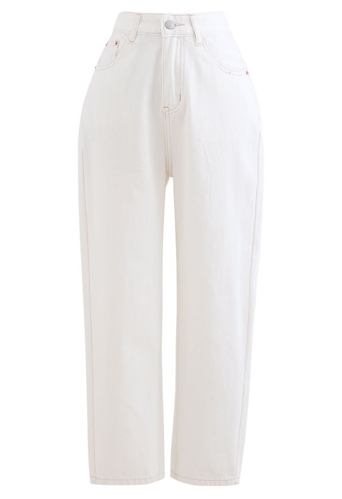 Straight-Leg Crop Jeans in White