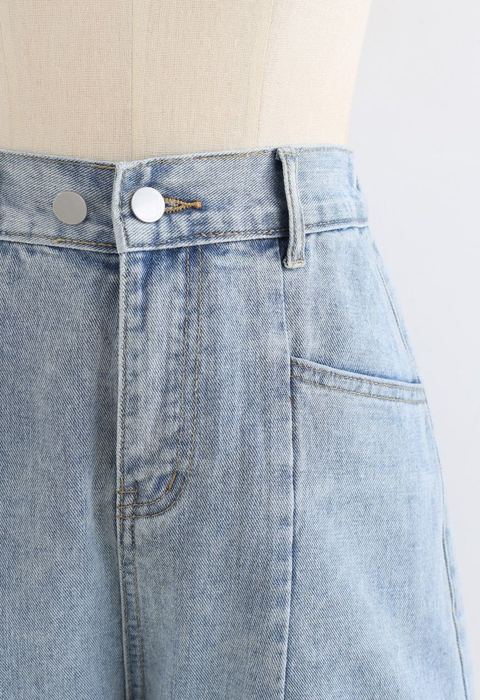Patched Pockets High-Waist Denim Shorts - Retro, Indie and Unique Fashion