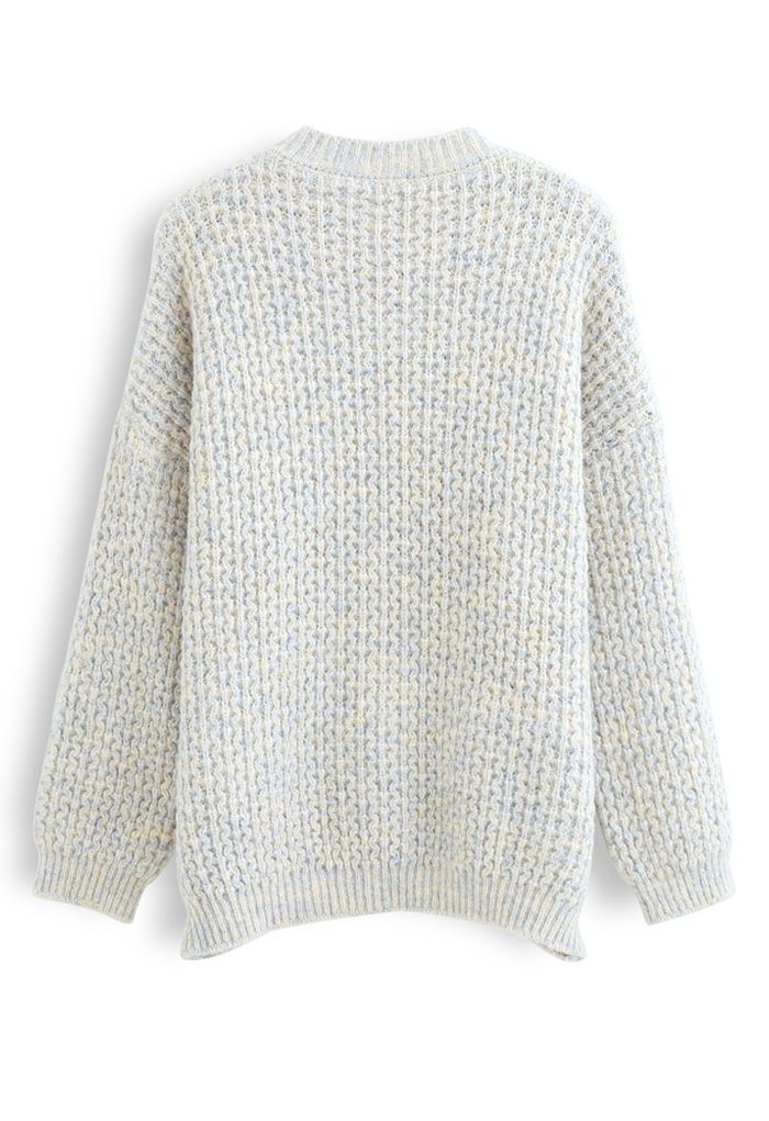 Fluffy Waffle-Knit Sweater in Ivory - Retro, Indie and Unique Fashion