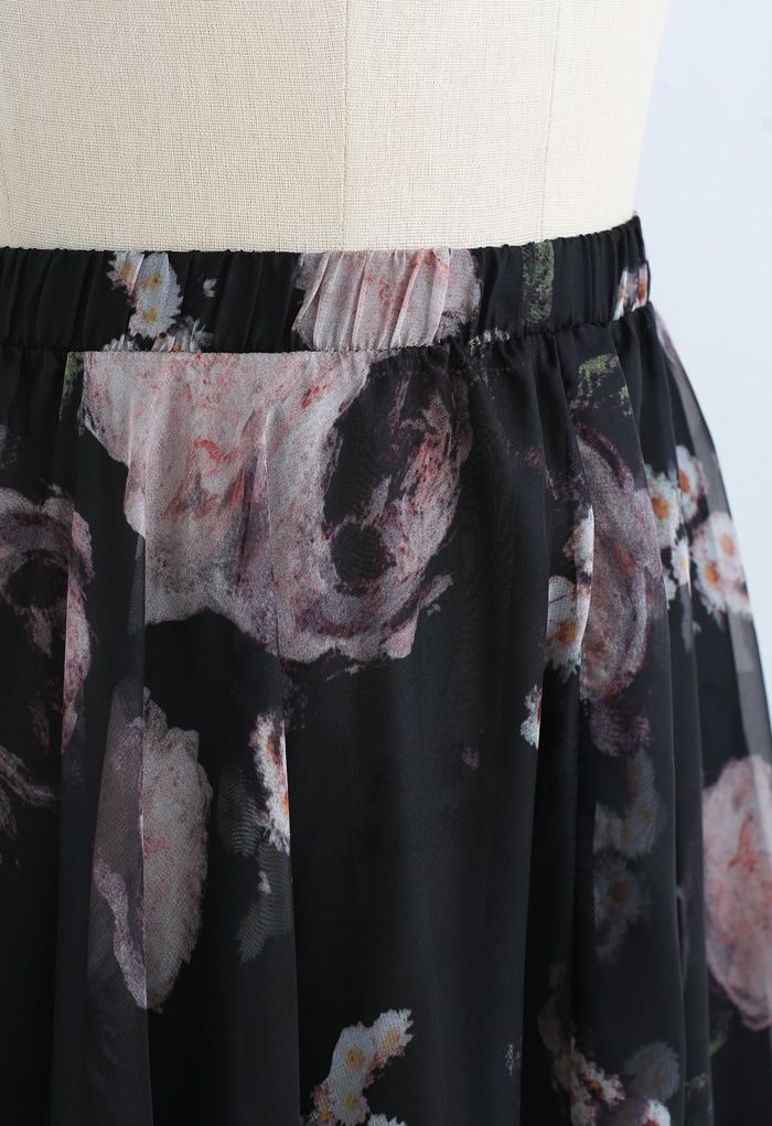 Pink Rose Watercolor Maxi Skirt - Retro, Indie and Unique Fashion