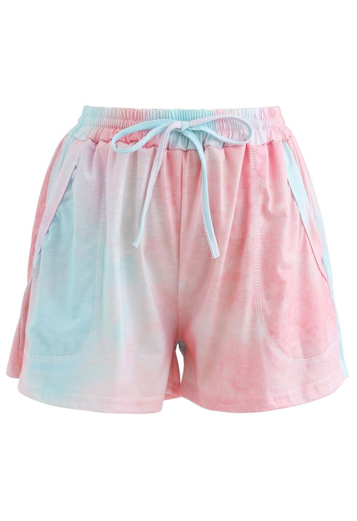 Pinky Tie Dye Loose Sweatshirt and Shorts Set - Retro, Indie and Unique ...
