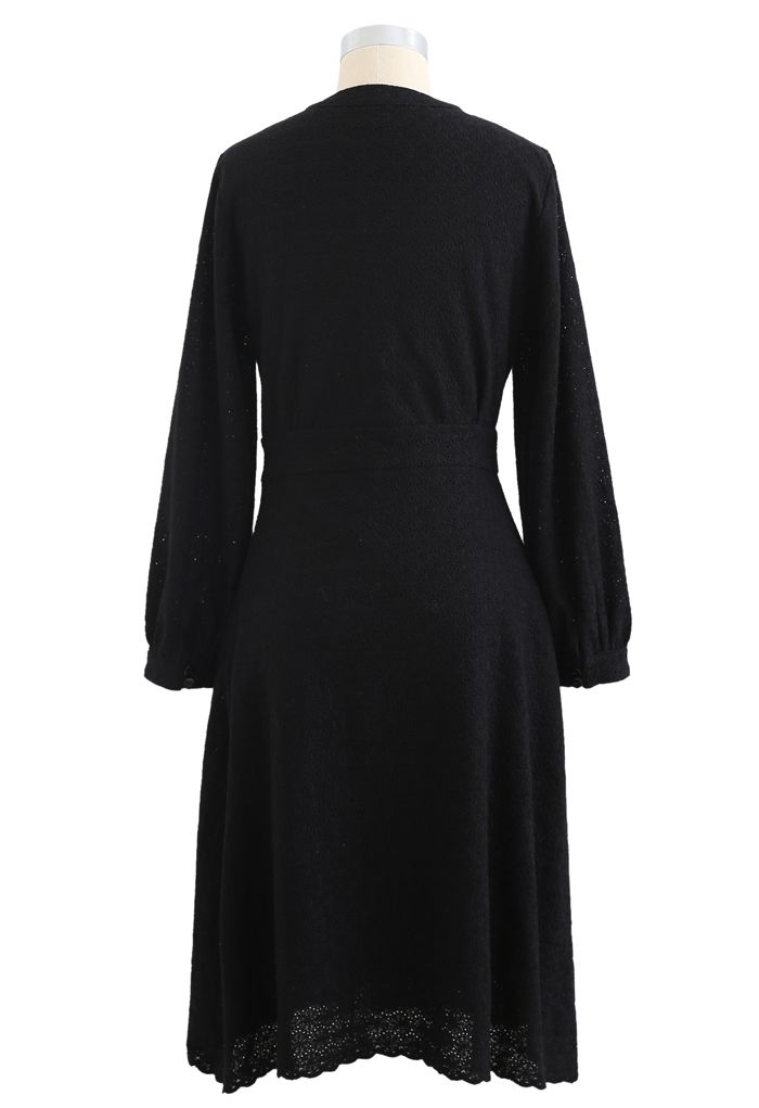 Full Floret Embroidered V-Neck Dress in Black - Retro, Indie and Unique ...