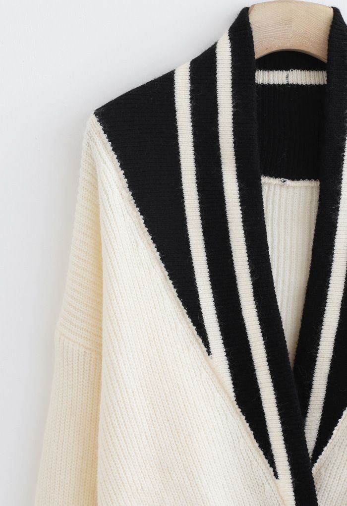 Sailor Collar Striped Button Knit Cardigan in Cream - Retro, Indie and ...
