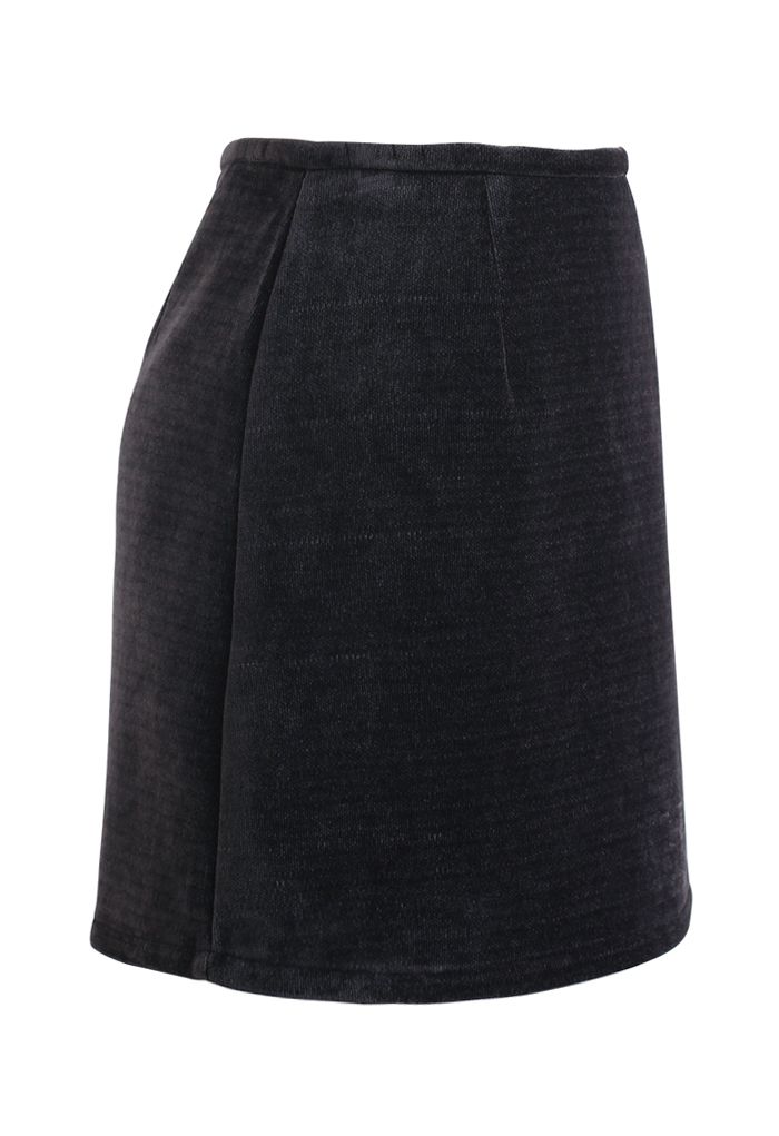 Corduroy Mini Bud Skirt in Black - Retro, Indie and Unique Fashion