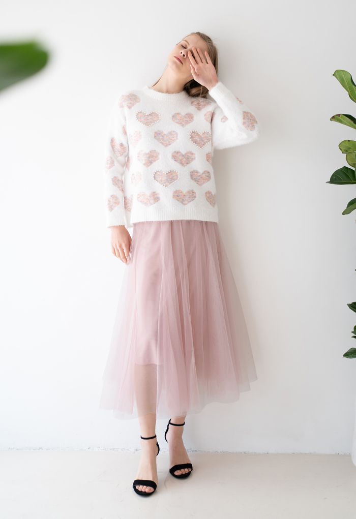 My Secret Garden Tulle Maxi Skirt in Pink - Retro, Indie and