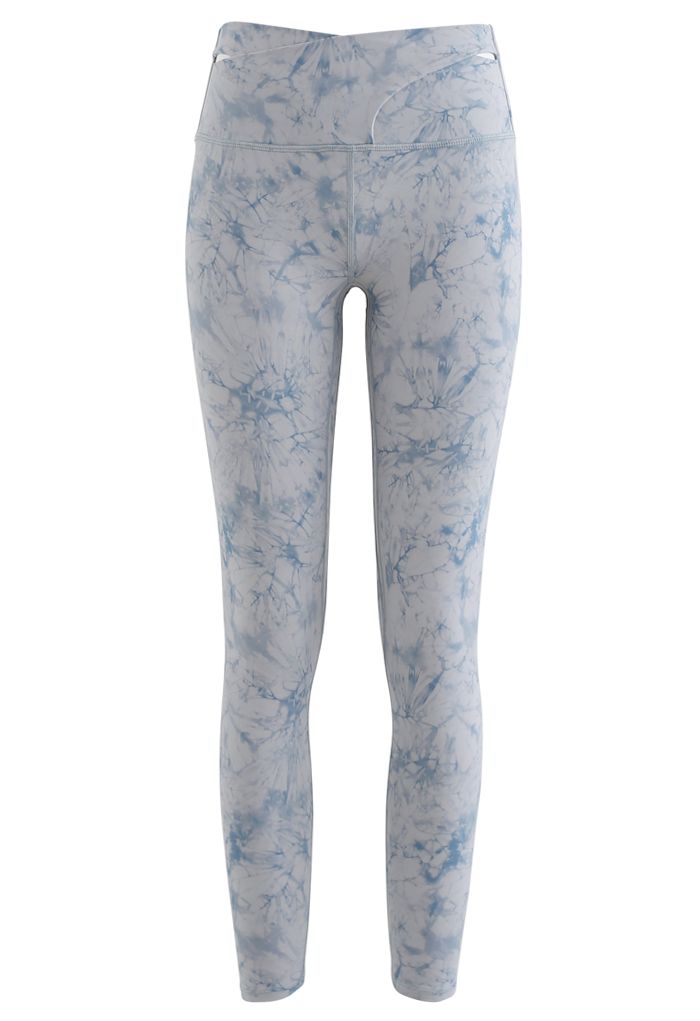 Tie-Dye Cross Waist Ankle Length Leggings in Blue - Retro, Indie and Unique  Fashion