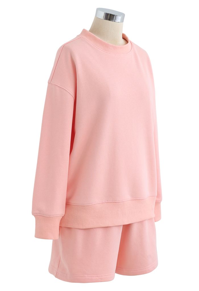 Blush Pink Sweatshirt and Shorts Set