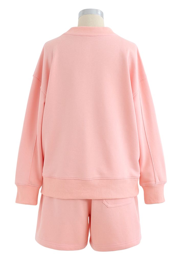 Blush Pink Sweatshirt and Shorts Set