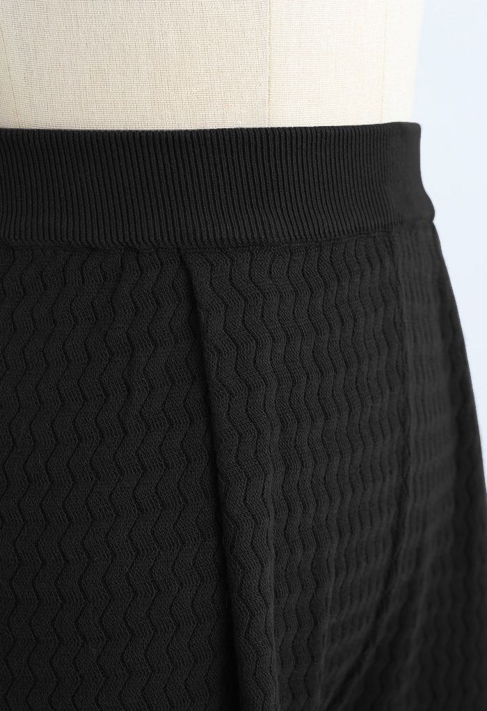 Wavy Textured Knit Pants in Black - Retro, Indie and Unique Fashion