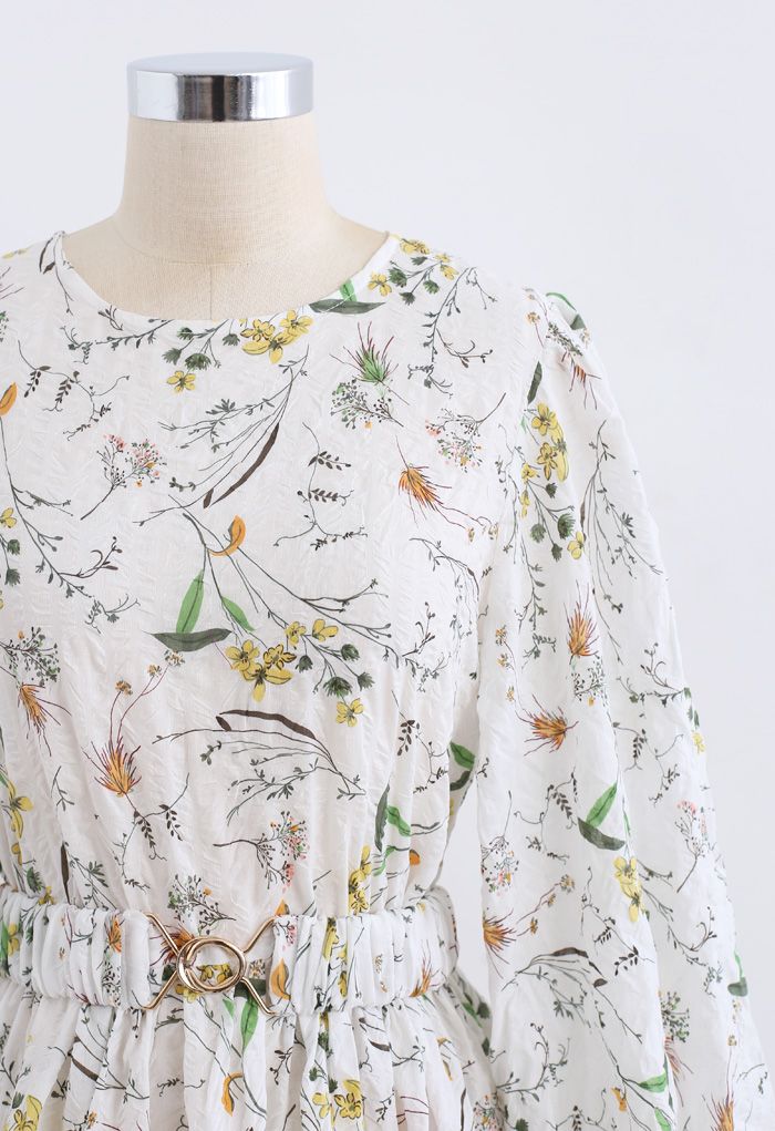Wild Flowers Printed Texture Cotton Dress - Retro, Indie and Unique Fashion