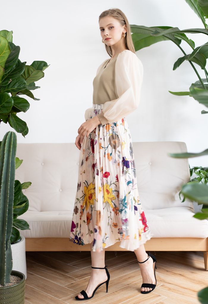 Shop Chicwish Flower Patterns Medium Midi Skirts (B20151006025) by