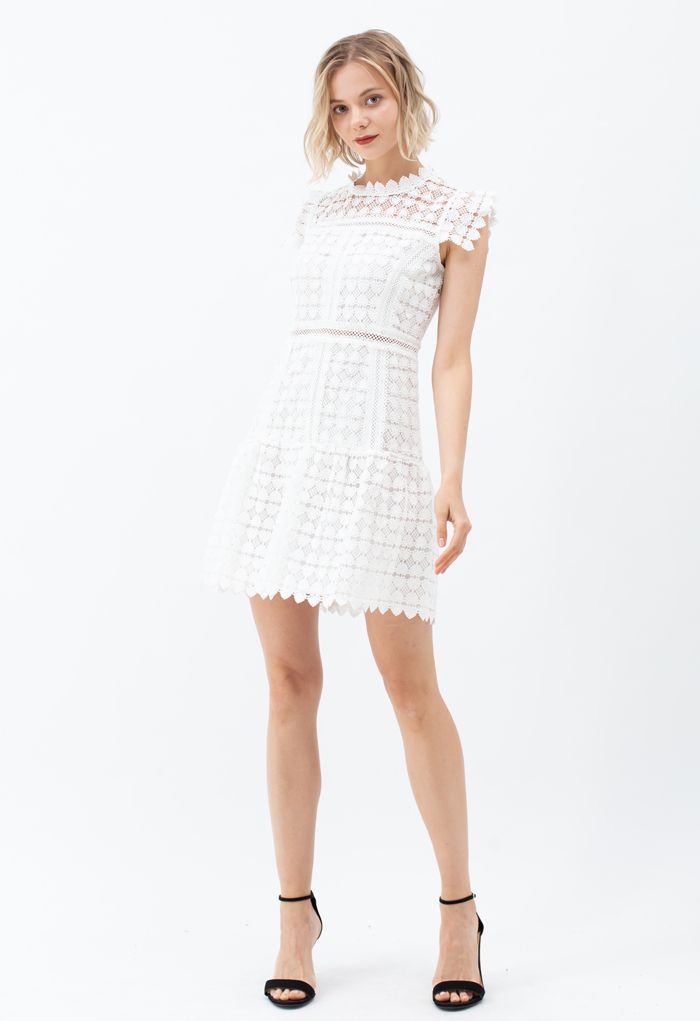 Full of Heart Crochet Sleeveless Dress in White - Retro, Indie and ...