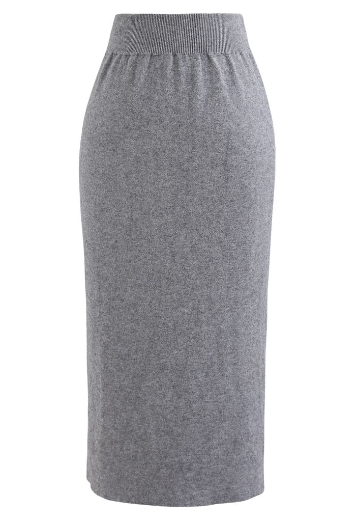 high waisted knit pencil skirt