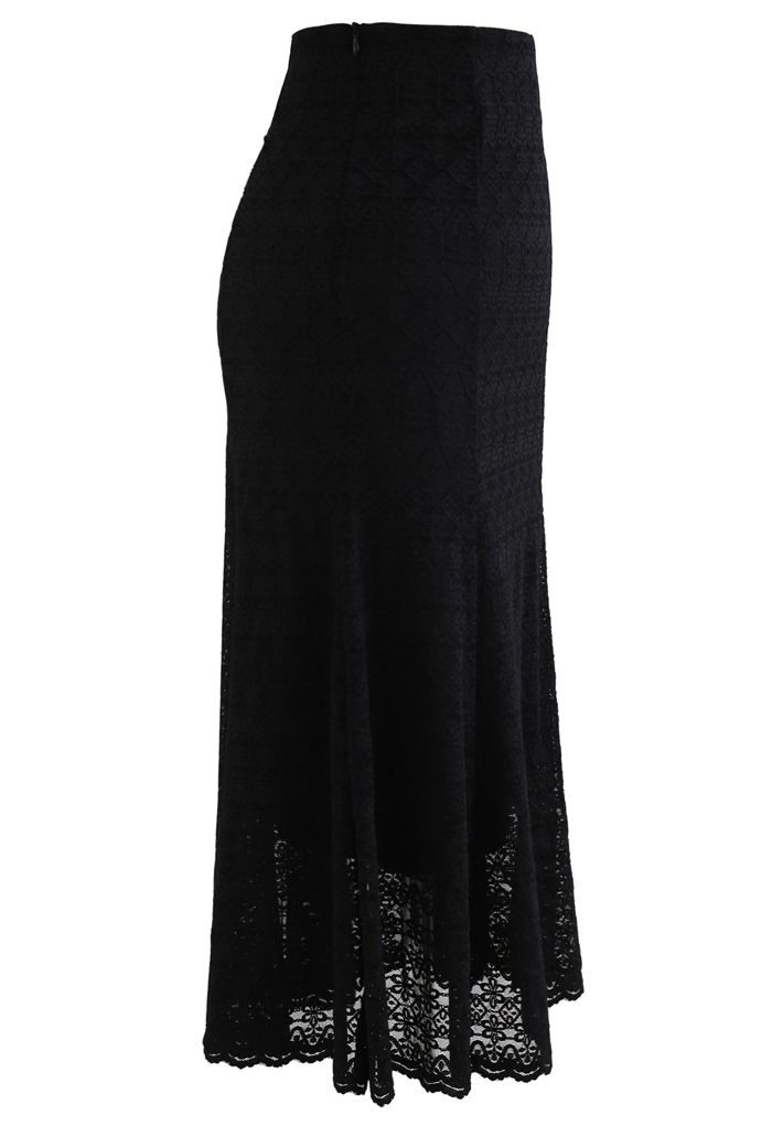 Floret Zigzag Lace Frill Hem Skirt in Black - Retro, Indie and Unique ...