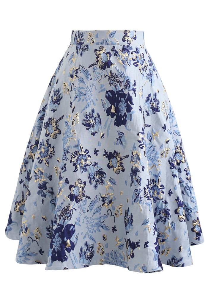 COLLUSION checkerboard floral rara swim skirt in blue - MBLUE