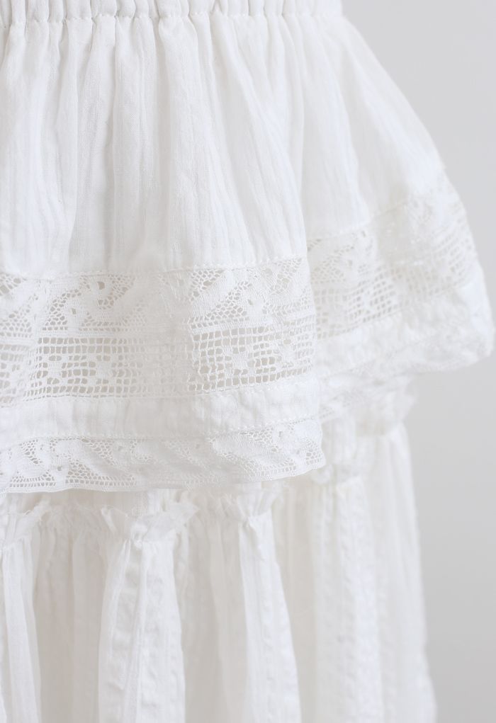 Crochet Yoke Short Ruffle Dress with Ruffle Hem – OhhMy! Gifts and