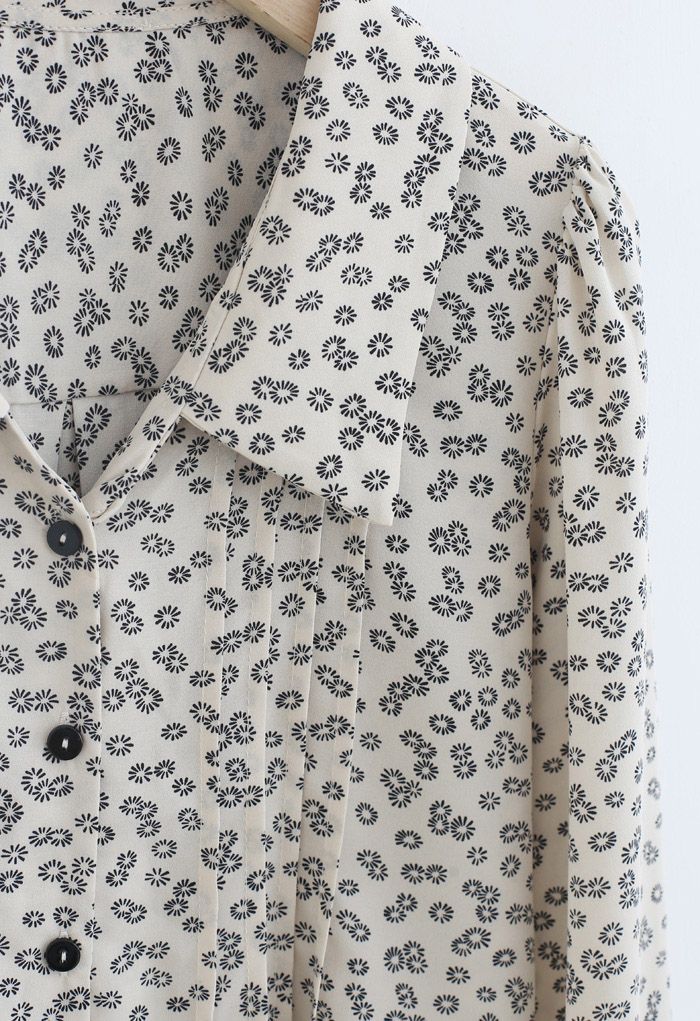 Modest Floral Print Chiffon Shirt - Retro, Indie and Unique Fashion