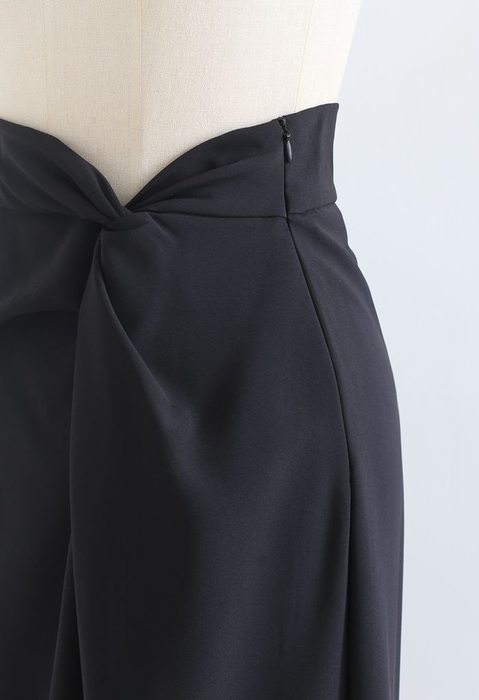 Knot Waist Slit Hem Pencil Skirt in Black - Retro, Indie and Unique Fashion