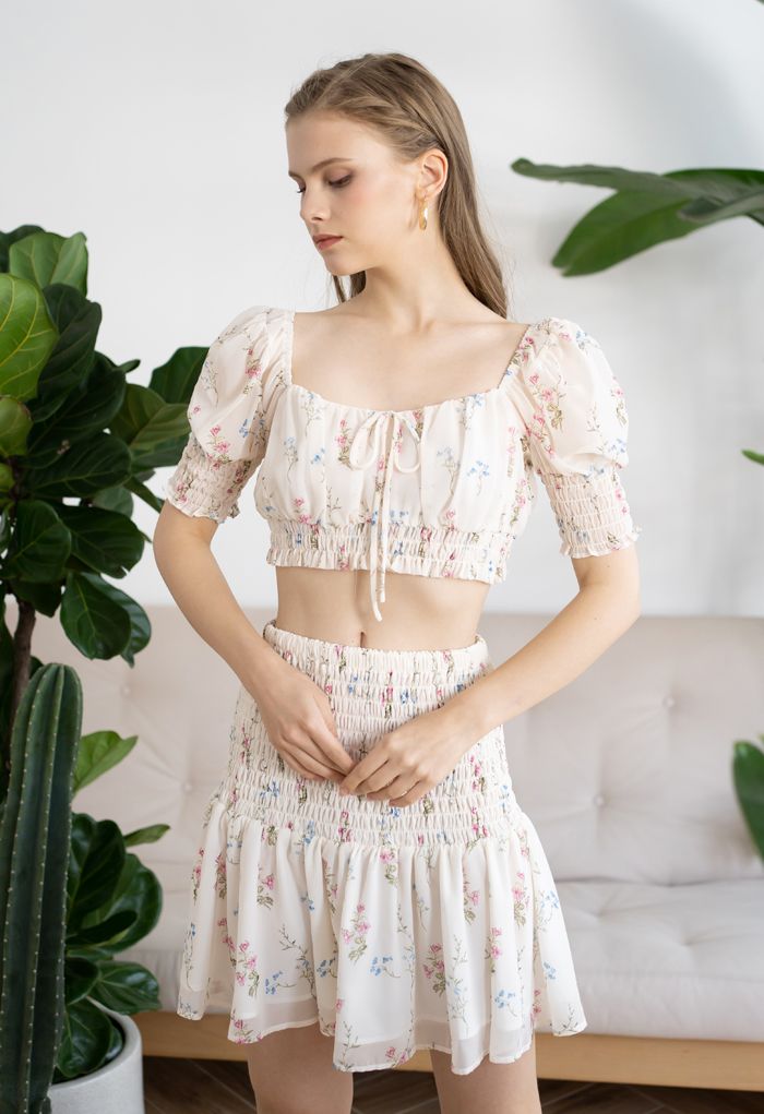 crop top with ruffle skirt