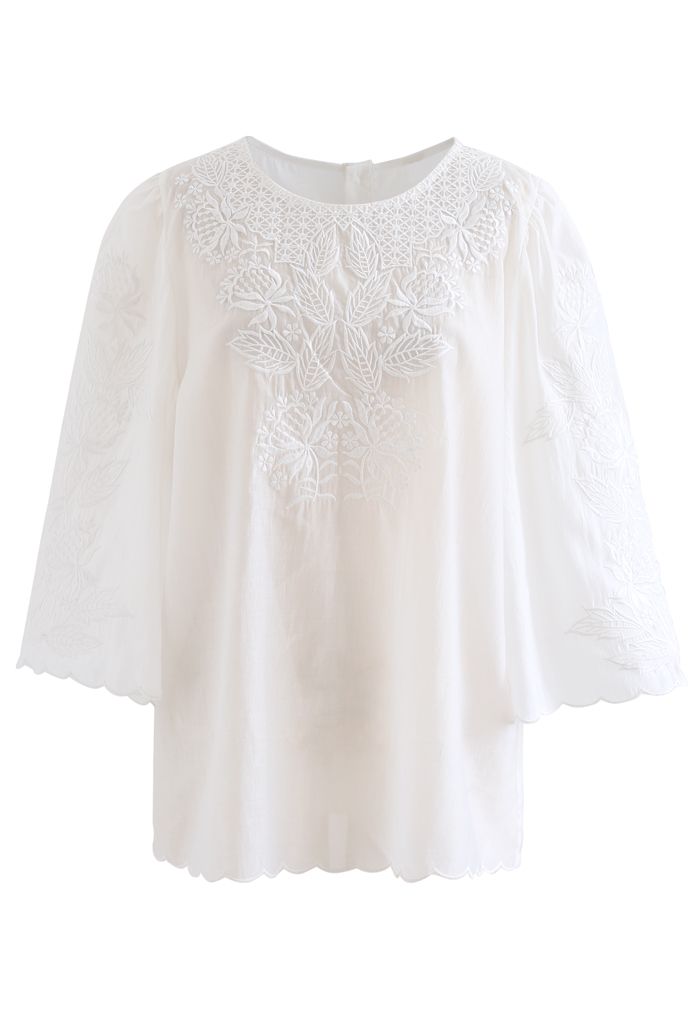 Delicate Embroidery Bell Sleeves Top - Retro, Indie and Unique Fashion
