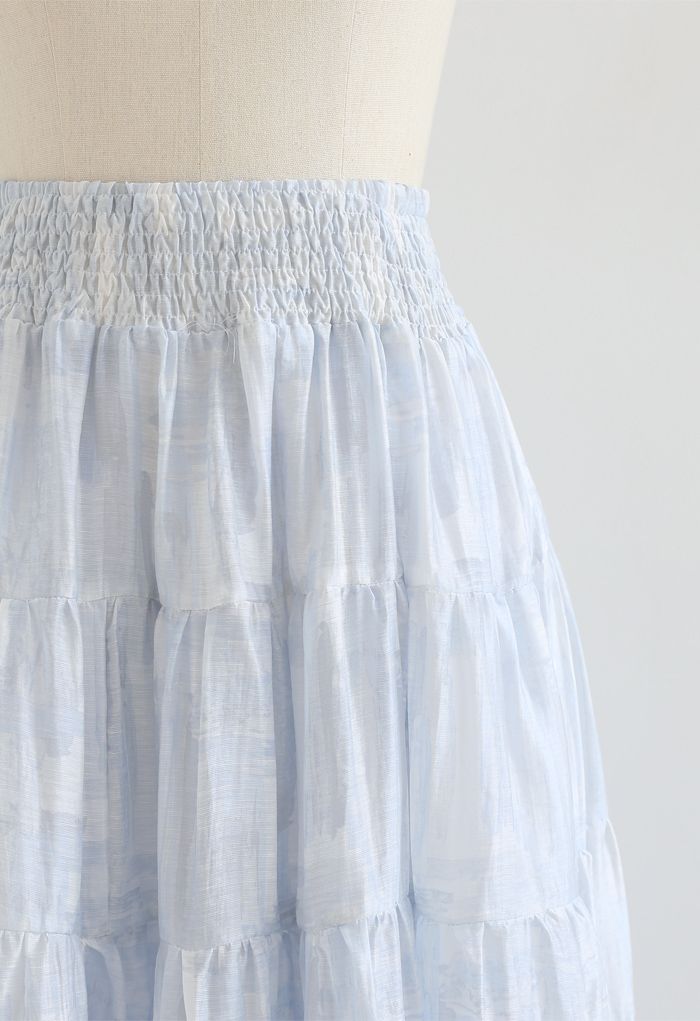 Shirred Waist Pleated Midi Skirt - Retro, Indie and Unique Fashion