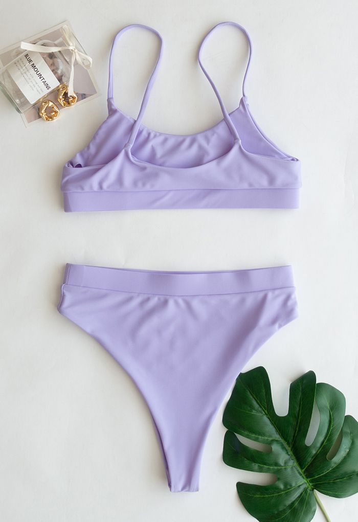 Colorful Sequin Cami Bikini Set in Lilac - Retro, Indie and Unique Fashion