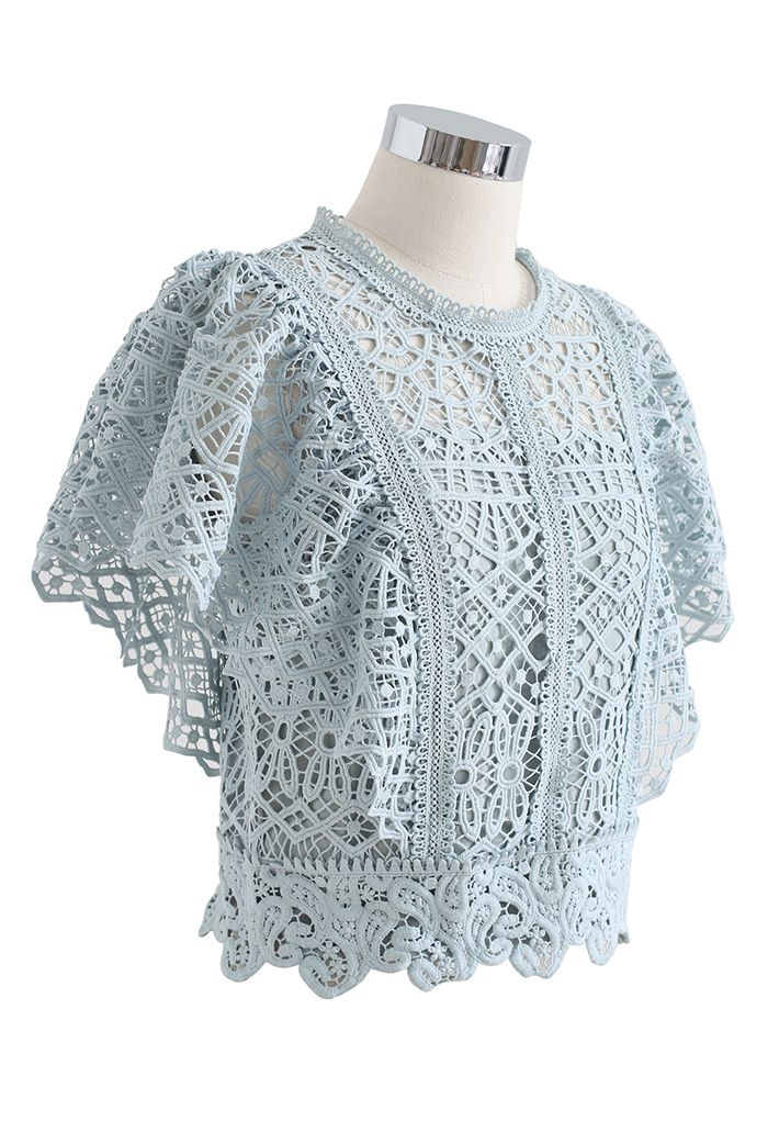 Crochet Short Sleeve Crop Top - TD Collection