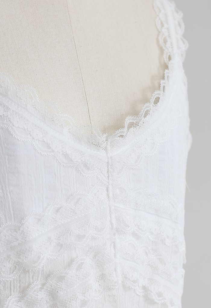 Lacy Cotton Blend Cami Tank Top in White - Retro, Indie and Unique Fashion