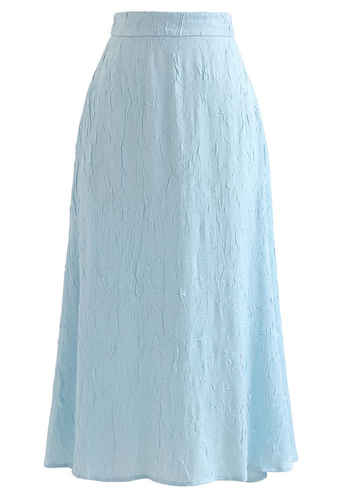 Full of Pleat Short Sleeve Top and Flare Skirt Set in Blue - Retro ...