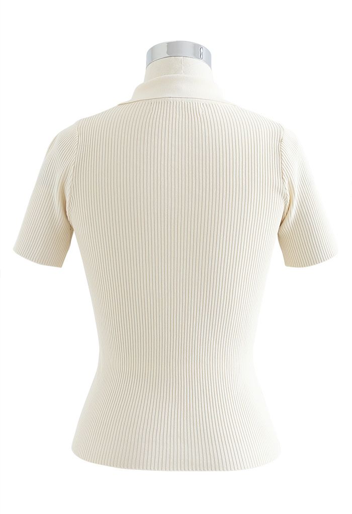 White knit top short sales sleeve