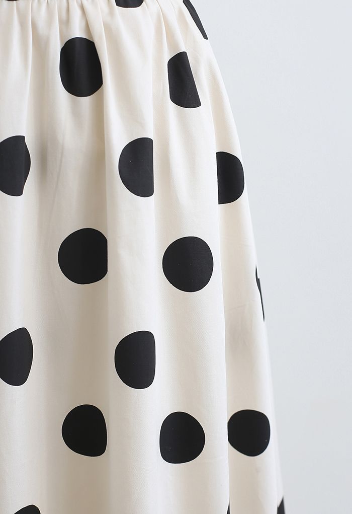 Polka Dot Print A-Line Midi Skirt in Cream - Retro, Indie and Unique ...