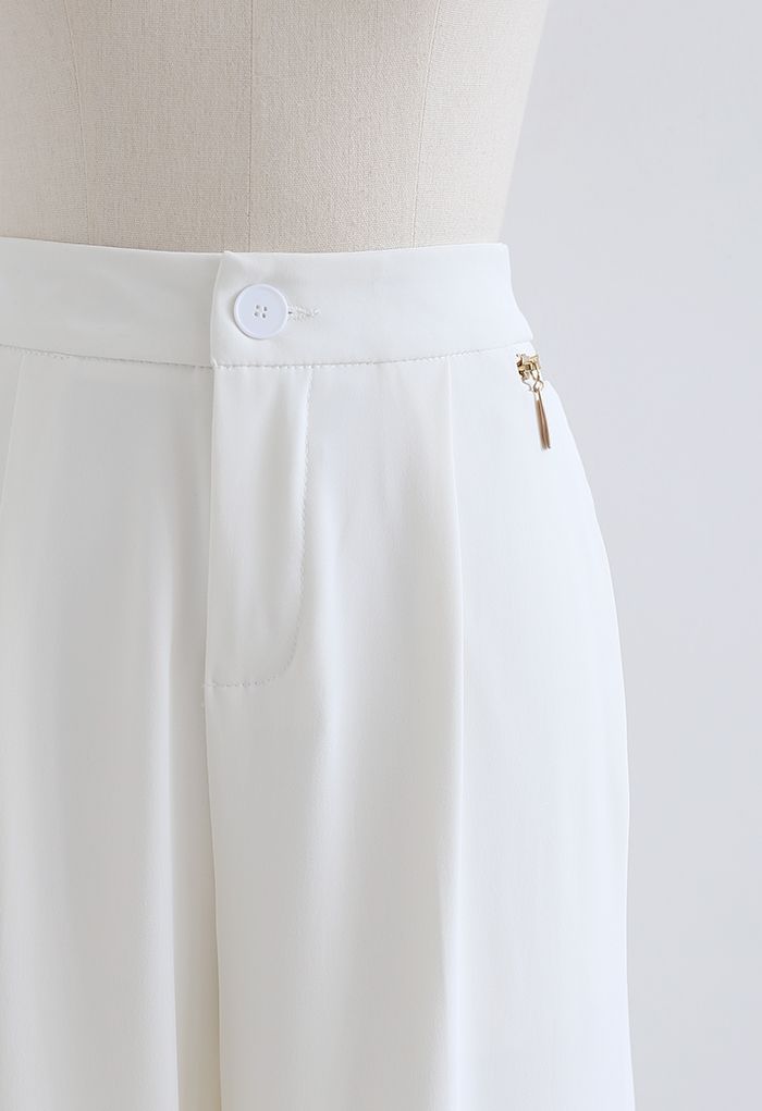 Zipper Side High Waist Flare Leg Pants in White - Retro, Indie and ...