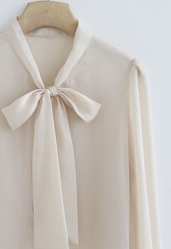 Shimmer Bowknot Shirt in Cream - Retro, Indie and Unique Fashion