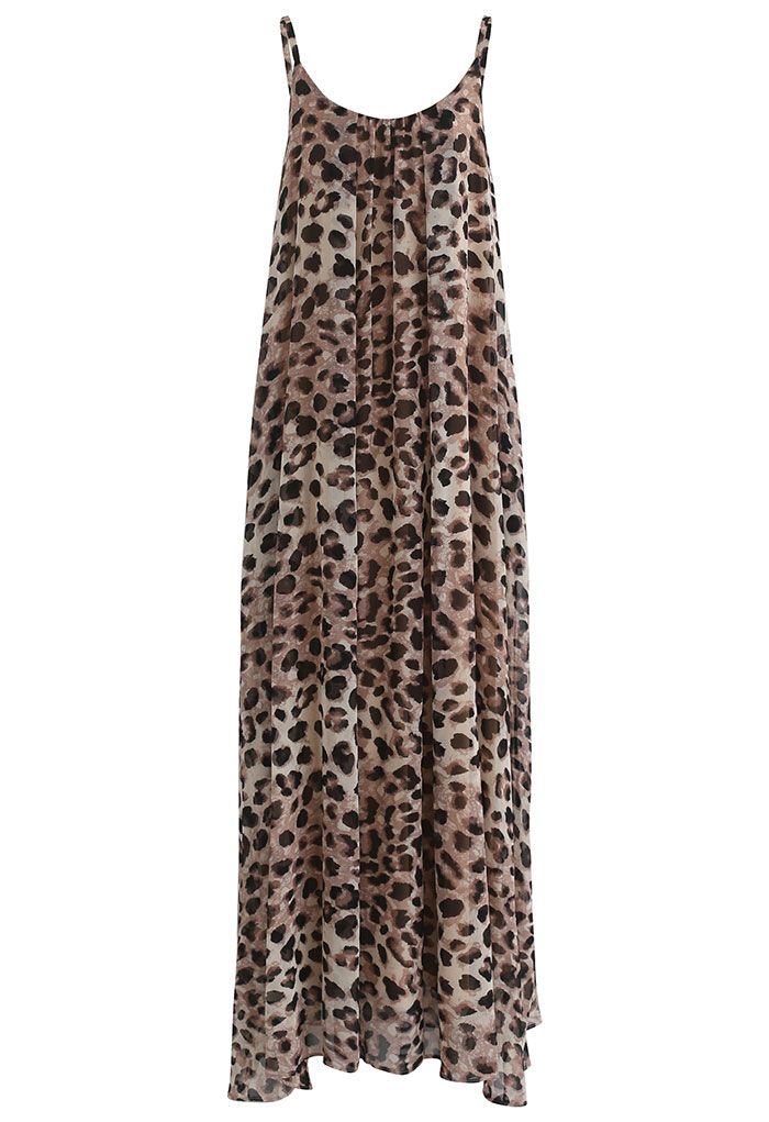 Leopard Print Chiffon Maxi Dress