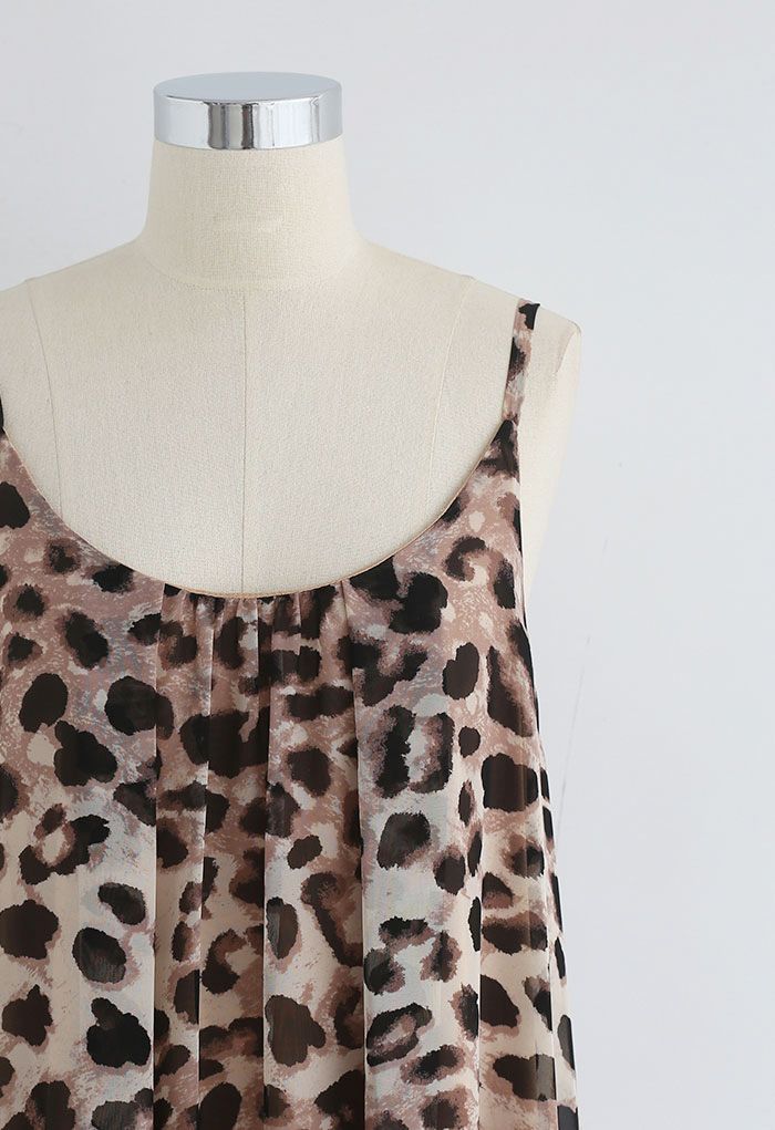 Leopard Print Chiffon Maxi Dress