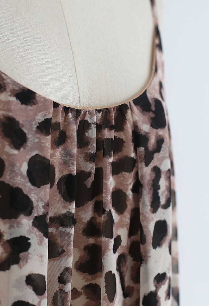 Leopard Print Chiffon Maxi Dress