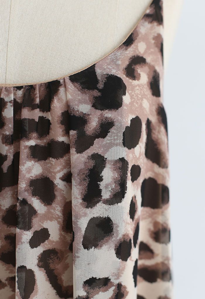 Leopard Print Chiffon Maxi Dress