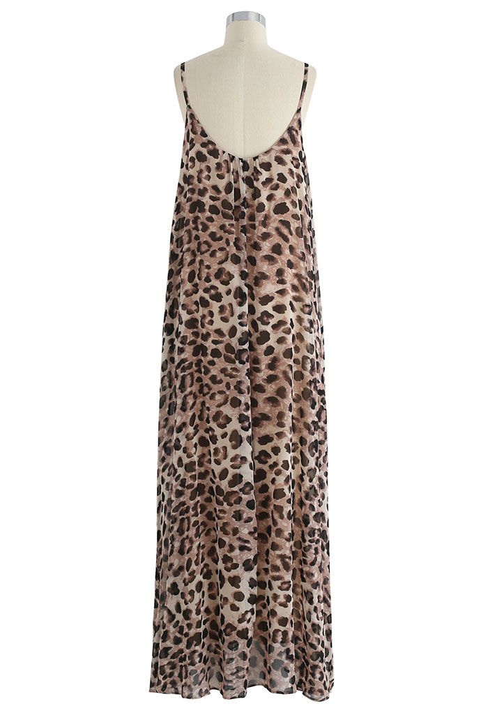 Leopard Print Chiffon Maxi Dress - Retro, Indie and Unique Fashion