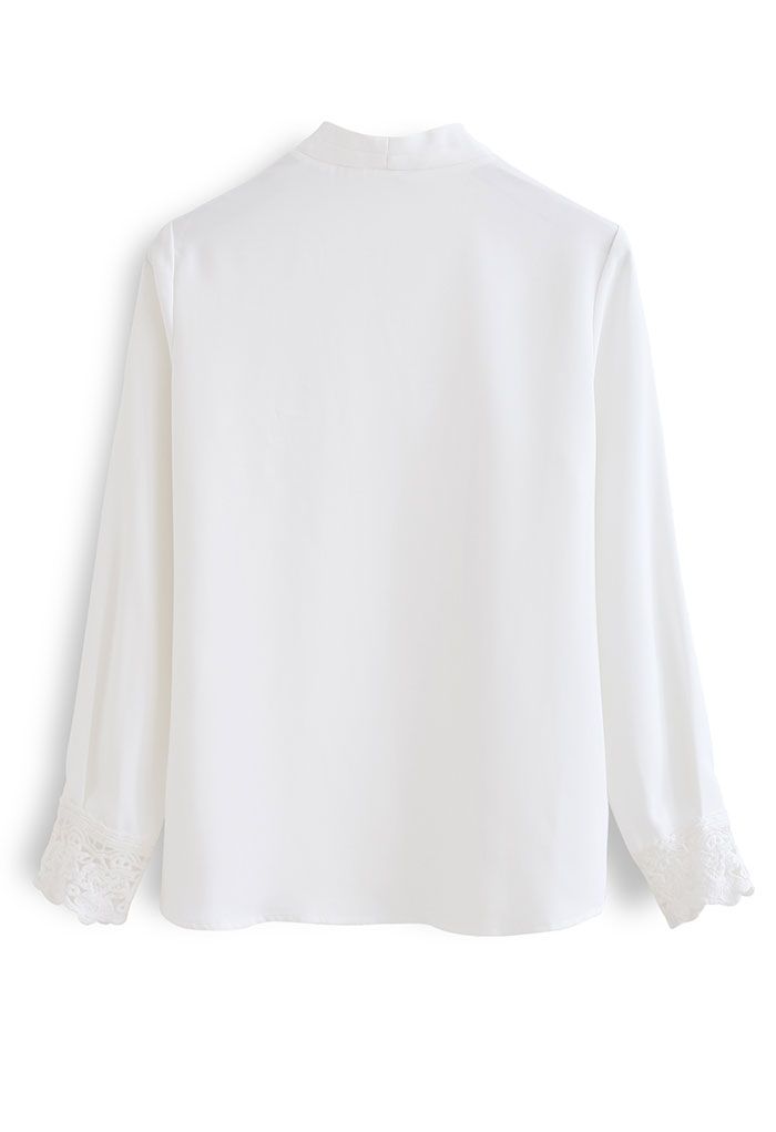 Sleek V-Neck Smock Top in White