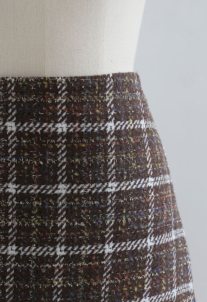 Plaid Fringed Wool-Blend Mini Skirt