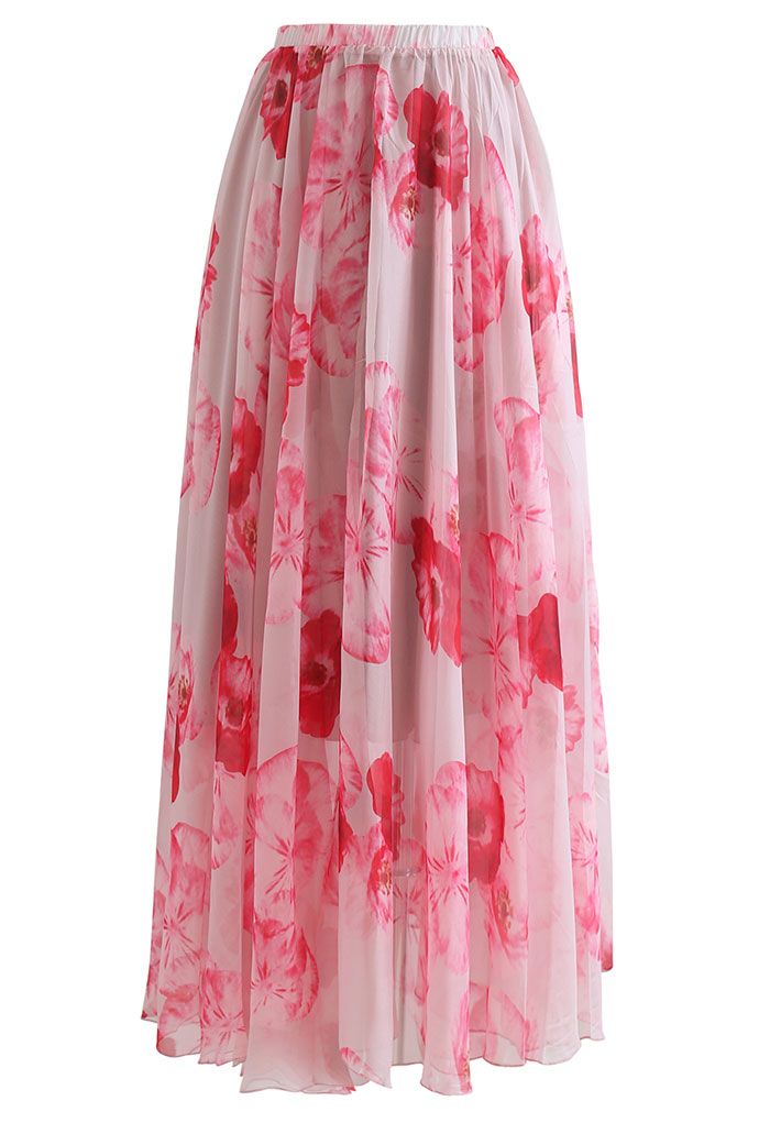 Blush Pink Chiffon Maxi Skirt