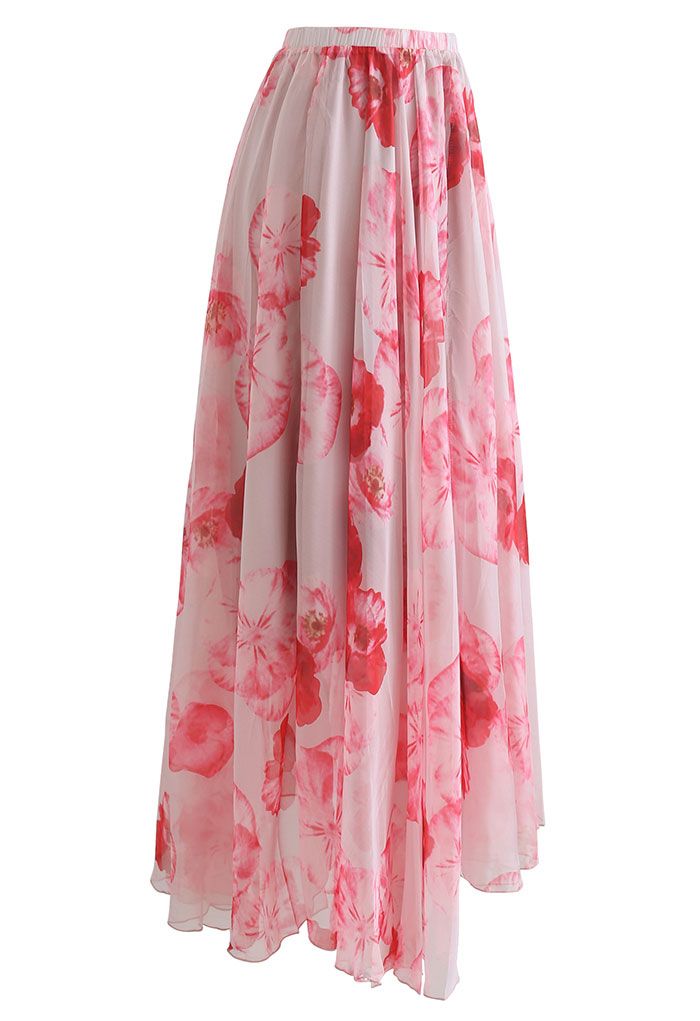 Blush Pink Chiffon Maxi Skirt