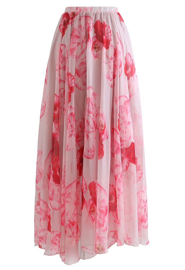 Blush Pink Chiffon Maxi Skirt