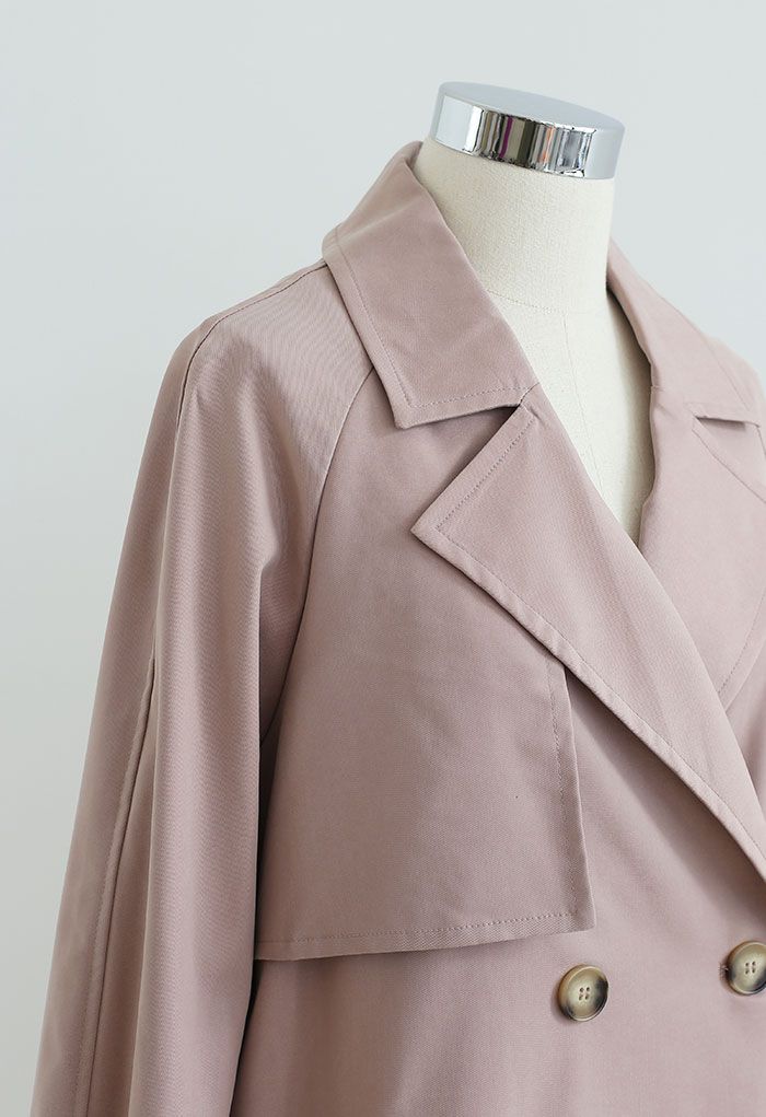 Pleated Back Double-Breasted Trench Coat