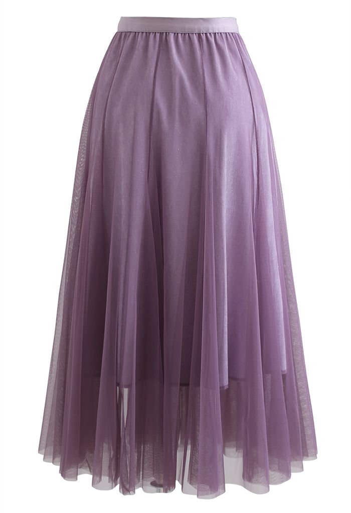 My Secret Garden Tulle Maxi Skirt in Glitter Lilac - Retro, Indie and ...