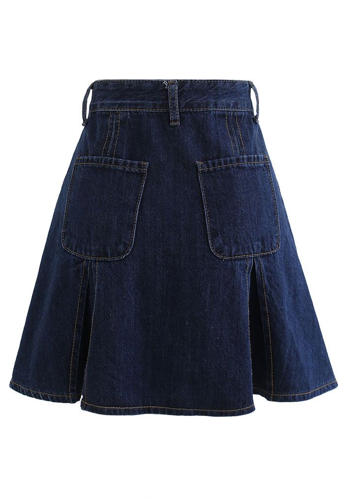 High Waist Flare Hem Denim Mini Skirt - Retro, Indie and Unique Fashion