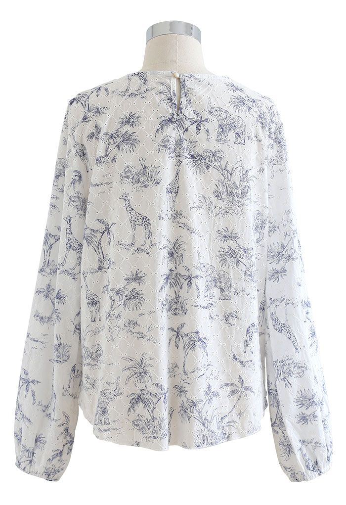 Scenery Printed Embroidered Smock Top - Retro, Indie and Unique Fashion