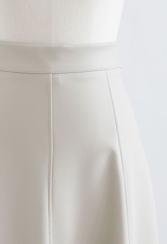 Soft Faux Leather Seamed A-Line Skirt in Ivory - Retro, Indie and ...